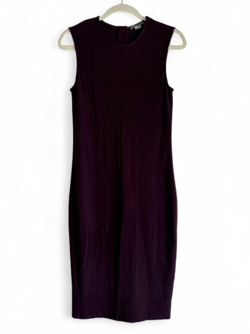 Vince Dark Purple Sleeveless Rib Knit Midi Dress Size M